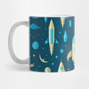 rocket and planets pattern Mug